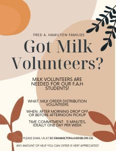 Milk Program Volunteers Needed