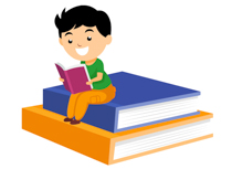 Student Reading Book Sitting On Big Books Clipart