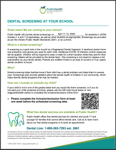 Dental Screening Letter March 2023 Ken Danby