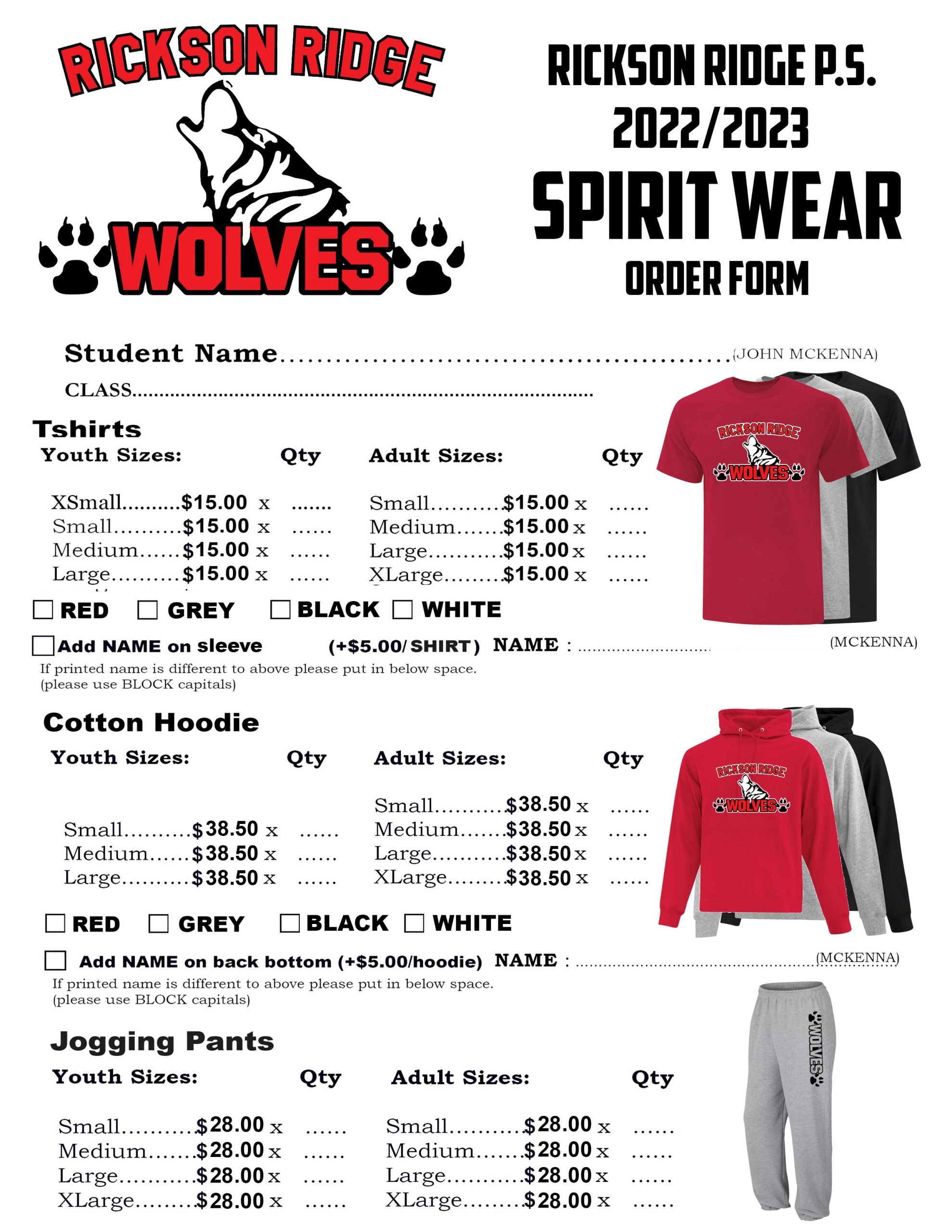 Spirit Wear (Rickson Ridge Public School)