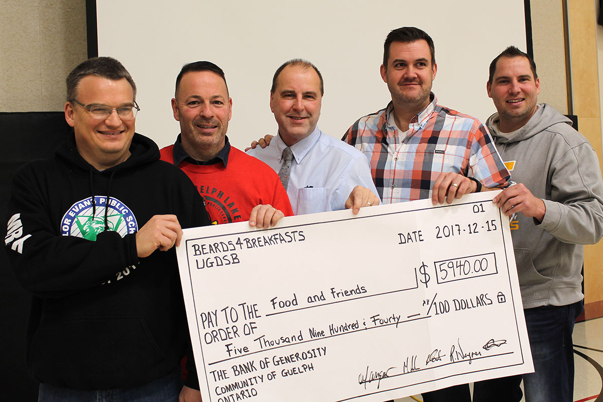 5 principals in the UGDSB raised more than $6,000 for the Food & Friends program, through their Beards4Breakfasts campaign. 