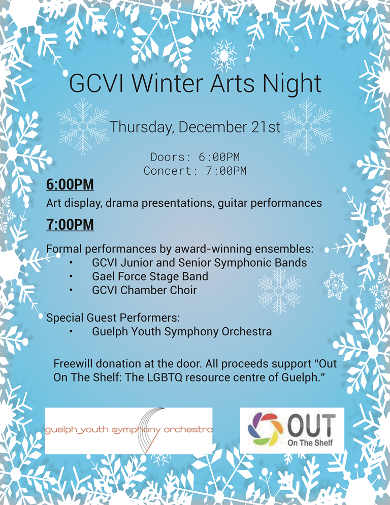 GCVI Winter Arts Night Fundraiser Poster