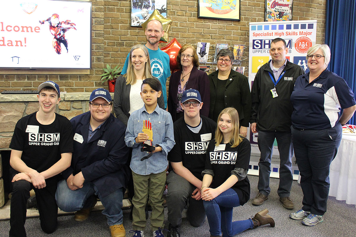On March 1, 2018, CHSS staff and students presented Jordan with a 3D printed prosthetic hand.