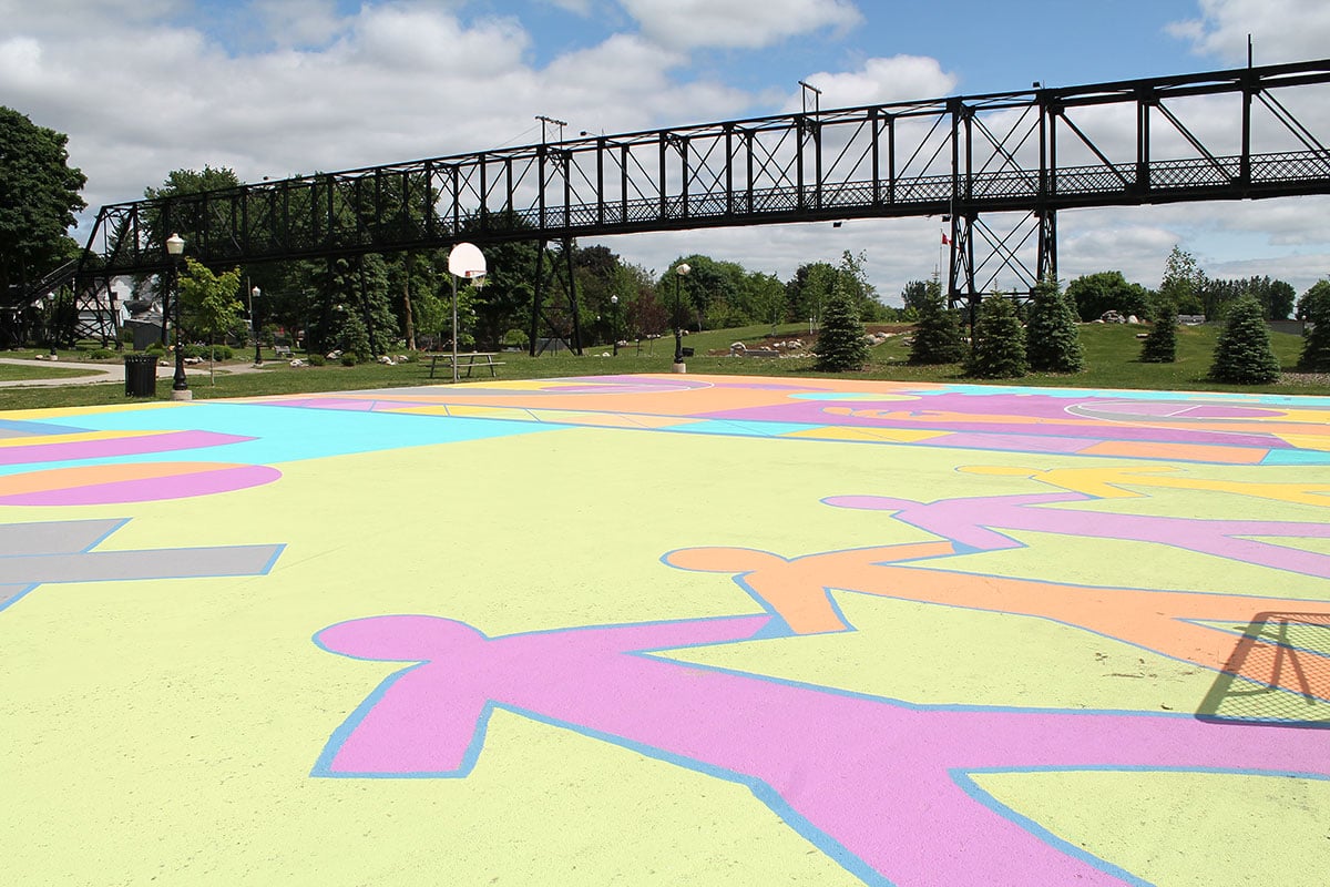 In May/June 2018, students from Norwell DSS's Life Skills Program designed and painted a large-scale basketball court mural on a public court near the school.