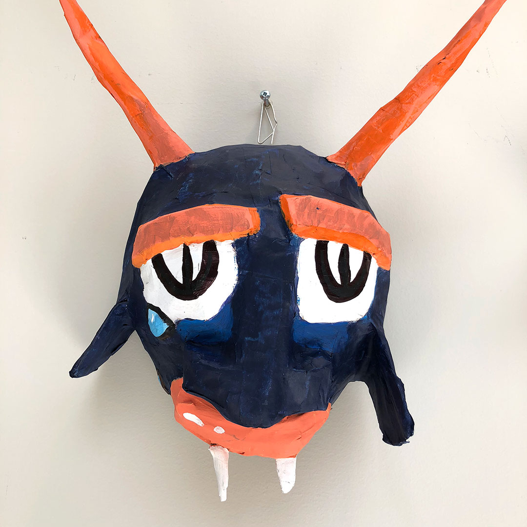 Art from "The Many Masks We Wear" created by students at John Galt PS is on display at the Guelph Board Office, June 2018.
