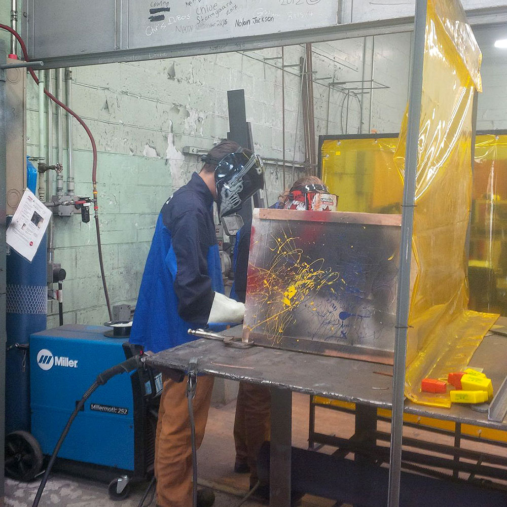 UGDSB students participate in a welding camp held at ODSS in July 2018.