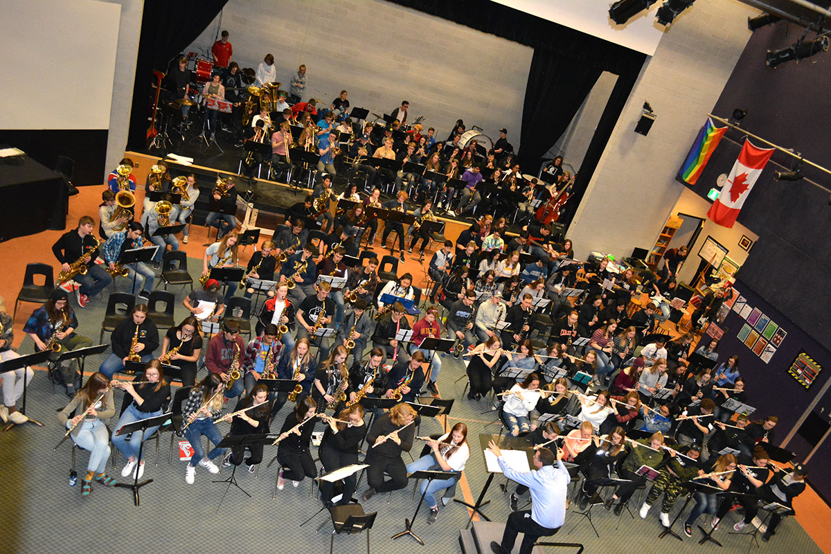 On April 26, 2019, secondary students from a number of Upper Grand DSB schools came to Westside Secondary School for the third annual UGDSB Dufferin-Wellington Band Meet-Up.