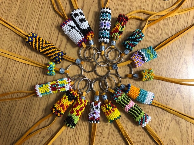 Students at Willow Road PS created designs after learning the peyote stitch.