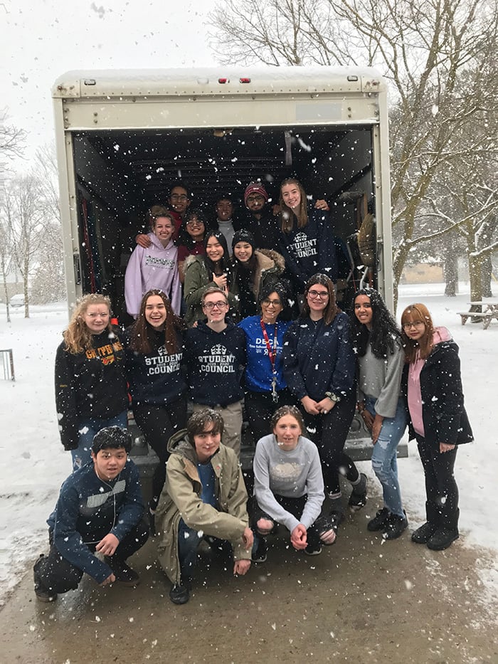John F. Ross Collegiate Vocational Institute’s FROSTY (Friendly Royals Offering Stuff to Yuletide) campaign broke their hamper donation record this year.