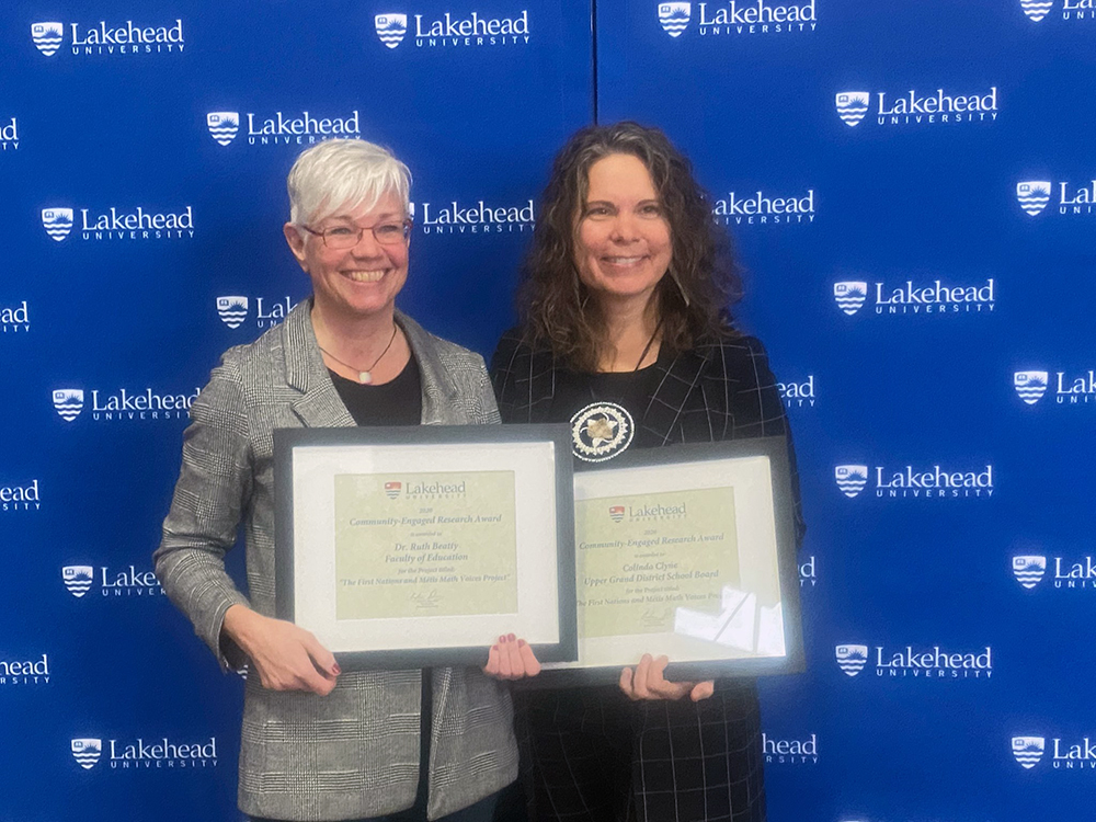 Upper Grand District School Board’s Lead for First Nation, Métis and Inuit Education, Colinda Clyne, has recently been recognized by Lakehead University for her work with the First Nations and Métis Math Voices Project.