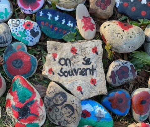 student painted rocks