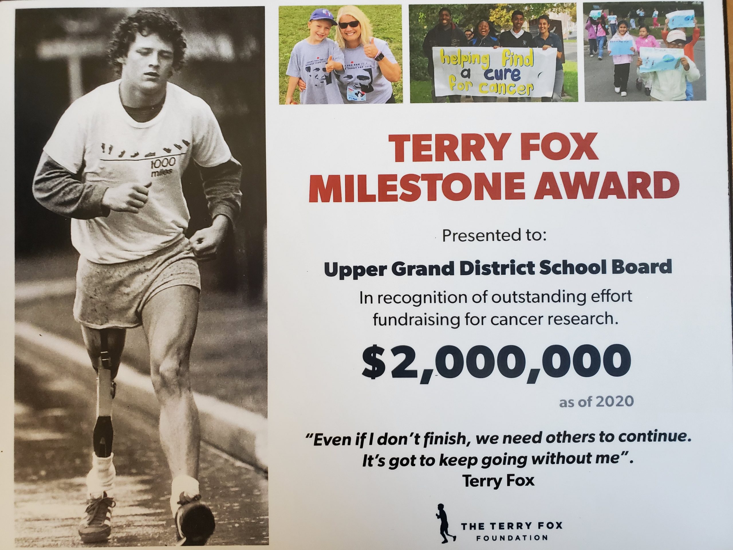 2020 Terry Fox Plaque