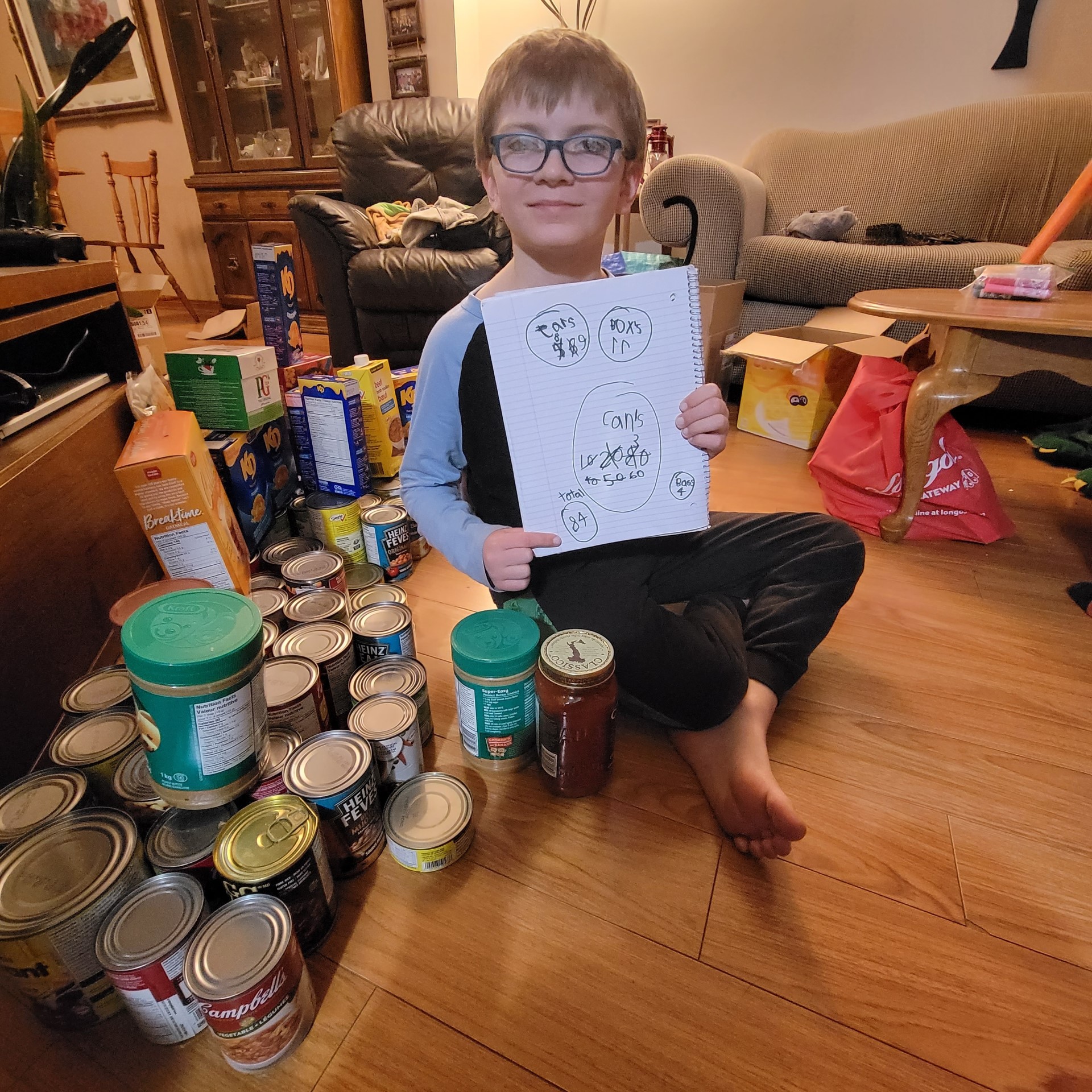Zack pictured with food collected
