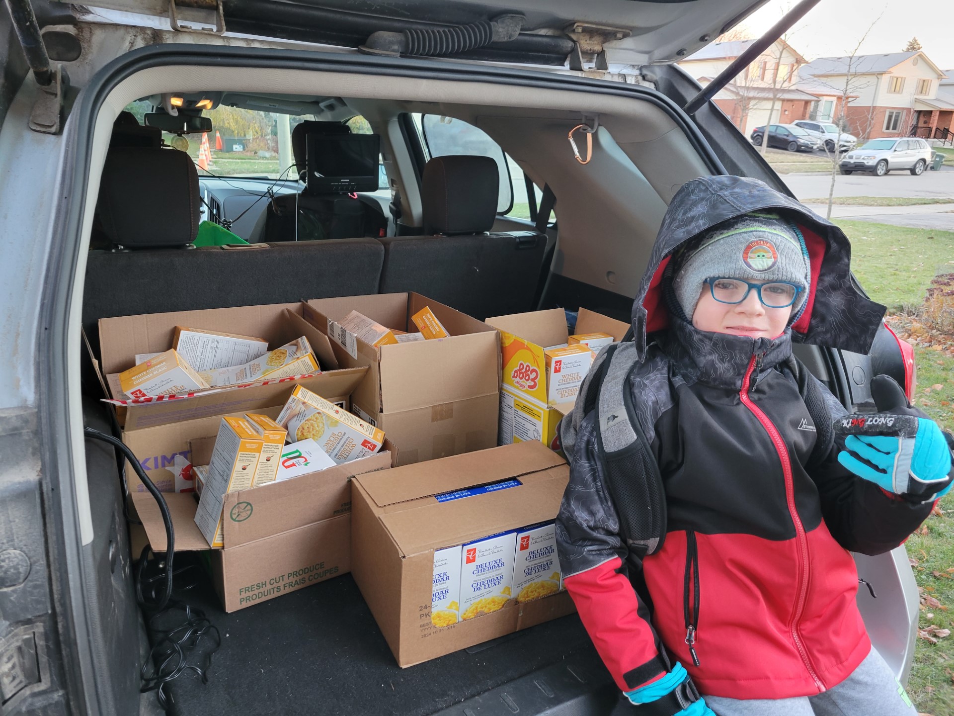 Zack pictured with food collected