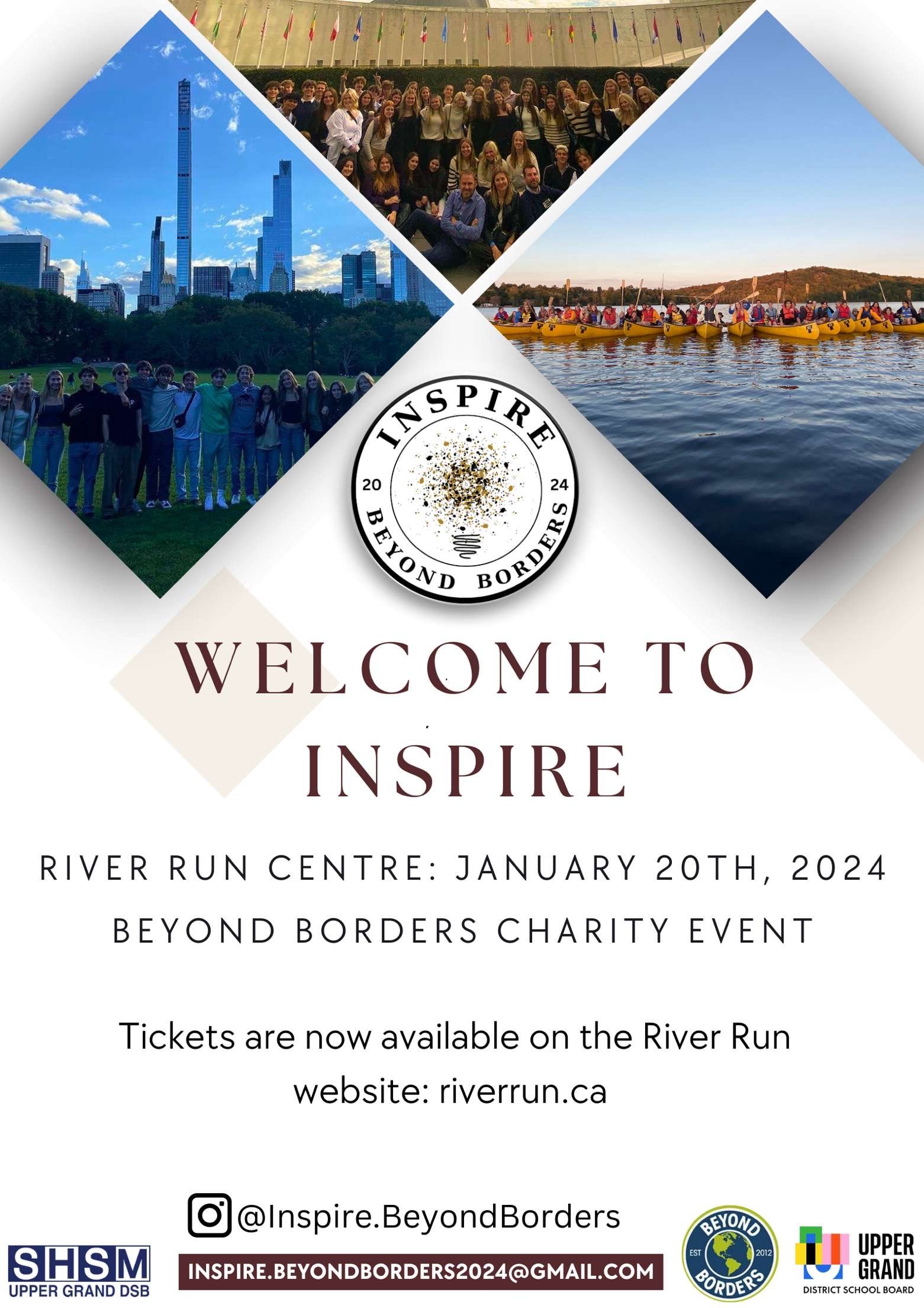 This photo features a promotional poster for this year's Beyond Borders charity event.